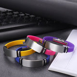 Personalized ID Bracelet Engraving Bangle Silicone Stainless Steel