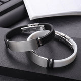 Personalized ID Bracelet Engraving Bangle Silicone Stainless Steel