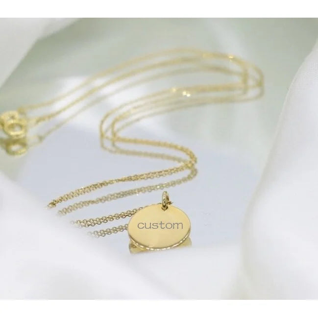 ECGITF Personalized Round Tag Necklace with DIY Pendant