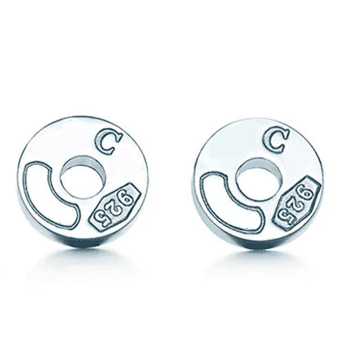 Engraved TTFF Sterling Silver 925 Charm Stud Earrings FOR Woman