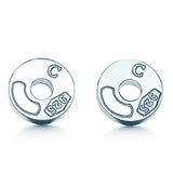 Engraved TTFF Sterling Silver 925 Charm Stud Earrings FOR Woman