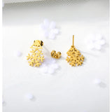 Gold Snow Floral Earrings Studs Women Jewelry