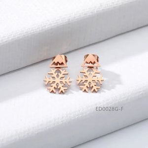 Gold Snow Floral Earrings Studs Women Jewelry