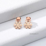 Gold Snow Floral Earrings Studs Women Jewelry