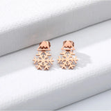 Gold Snow Floral Earrings Studs Women Jewelry