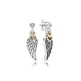Sterling Silver Feather Wings Heart Earrings Women Jewelry Gift