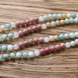 8MM Amazonite Stone Necklace Cross Pendant Nepal Style Jewelry for Women