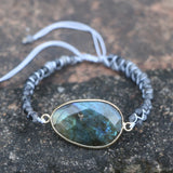 Labradorite Charm Wrap Bracelet 4mm Bead Bracelet