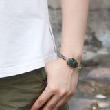 Labradorite Charm Wrap Bracelet 4mm Bead Bracelet
