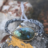 Labradorite Charm Wrap Bracelet 4mm Bead Bracelet
