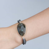 Labradorite Charm Wrap Bracelet 4mm Bead Bracelet