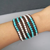 Women Leather Bead Bracelet with Shell Beads Turquoise Wrap Bijoux