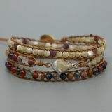 Boho Natural Stone Beads Bracelet with Shell Charm