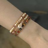Boho Natural Stone Beads Bracelet with Shell Charm