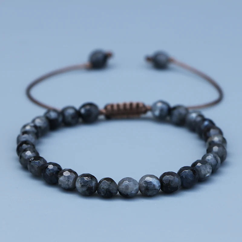 6MM Faceted Labradorite Stone Bracelet Yoga Jewelry