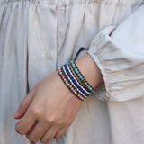 Natural Stone Wrap Bracelet for Women - Handmade Bead Leather Long Bracelet