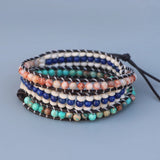 Natural Stone Wrap Bracelet for Women - Handmade Bead Leather Long Bracelet