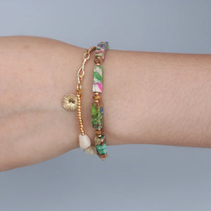 Natural Stone Two Layers Bracelet Friendship Seedbead Boho Jewelry