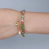Natural Stone Two Layers Bracelet Friendship Seedbead Boho Jewelry