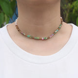 Natural Stone Two Layers Bracelet Friendship Seedbead Boho Jewelry