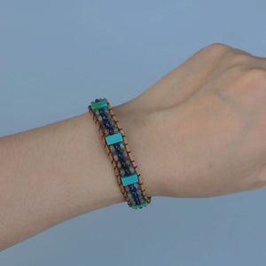 Labradorite & Lapis Lazul Leather Bracelet