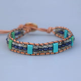 Labradorite & Lapis Lazul Leather Bracelet