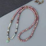 Matte Natural Stone Metal Scallop Bracelet 6MM Beads 108 Stands