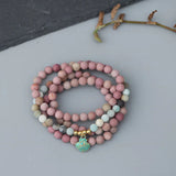 Matte Natural Stone Metal Scallop Bracelet 6MM Beads 108 Stands