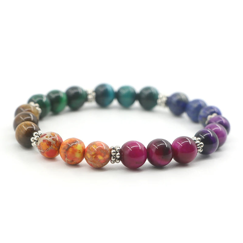 7 Chakras Tiger Eye Bead Bracelets For Yoga Meditation