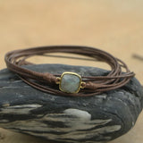 Labradorite Charm Bracelet Rope Wrap Natural Stone Boho Jewelry