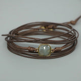 Labradorite Charm Bracelet Rope Wrap Natural Stone Boho Jewelry
