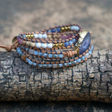Purple Charm Wrap Bracelet Glass Beads Bracelet