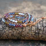 Purple Charm Wrap Bracelet Glass Beads Bracelet