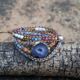 Purple Charm Wrap Bracelet Glass Beads Bracelet