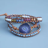 Purple Charm Wrap Bracelet Glass Beads Bracelet