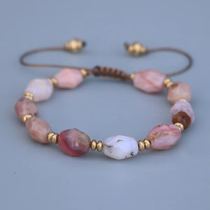 Pink Opal & Sun Stone Wrap Bracelet