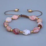 Pink Opal & Sun Stone Wrap Bracelet