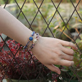 Lapis Lazuli Pink Queen Snail Shell Charm Wrap Bracelet Women