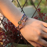 Lapis Lazuli Pink Queen Snail Shell Charm Wrap Bracelet Women