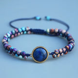 Lapis Lazuli Pink Queen Snail Shell Charm Wrap Bracelet Women