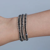 Labradorite Long Bead Bracelet 4MM Wax Rope Couple Jewelry
