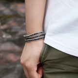 Labradorite Long Bead Bracelet 4MM Wax Rope Couple Jewelry