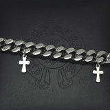 EDY Punk Hip Hop Stainless Steel Cuban Chain Small Cross Pendant Necklace