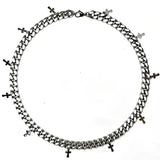 EDY Punk Hip Hop Stainless Steel Cuban Chain Small Cross Pendant Necklace