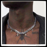 EDY Punk Hip Hop Stainless Steel Cuban Chain Small Cross Pendant Necklace