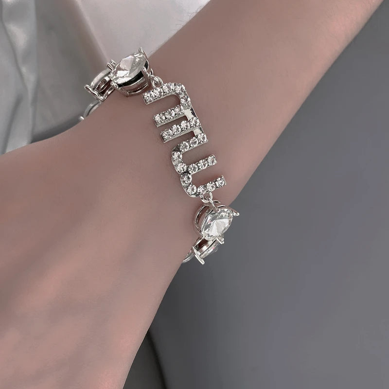 EDY Punk Rhinestone Bracelet Chain For Women