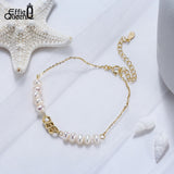 14K Freshwater Pearl Bracelet 925 Silver Chain Bracelet