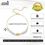 14K Freshwater Pearl Bracelet 925 Silver Chain Bracelet