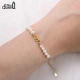 14K Freshwater Pearl Bracelet 925 Silver Chain Bracelet