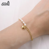 14K Freshwater Pearl Bracelet S925 Silver Chain GPB17